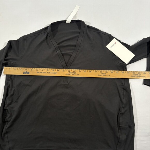 Lululemon Back In Action Long Sleeve V-Neck Pima Cotton Black Womens Sz 4 NWT - Picture 6 of 11
